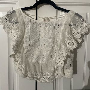 Altar’d state flowy white detailed shirt